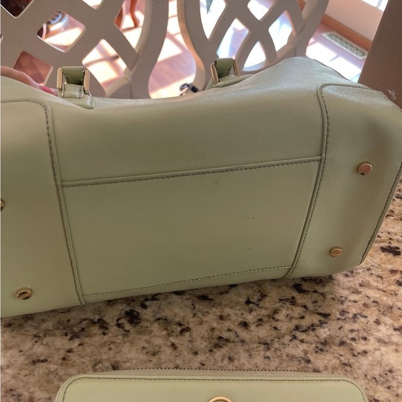 Tory Burch Robinson Bag & Matching Wallet Mint Green Leather - Picture 7 of 9